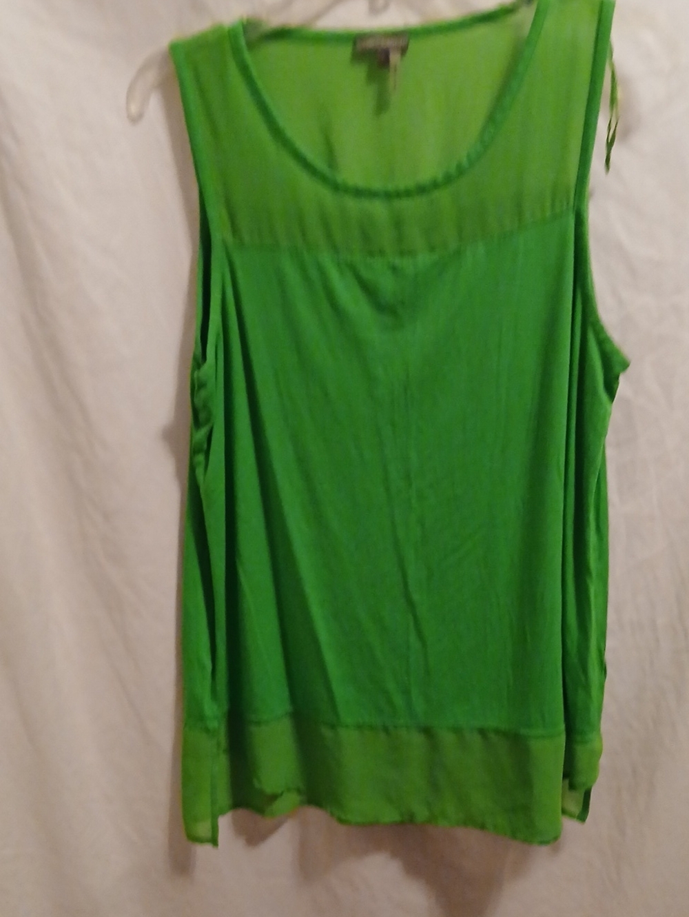 Vince Camuto Bright Green Sleeveless Layered Tank